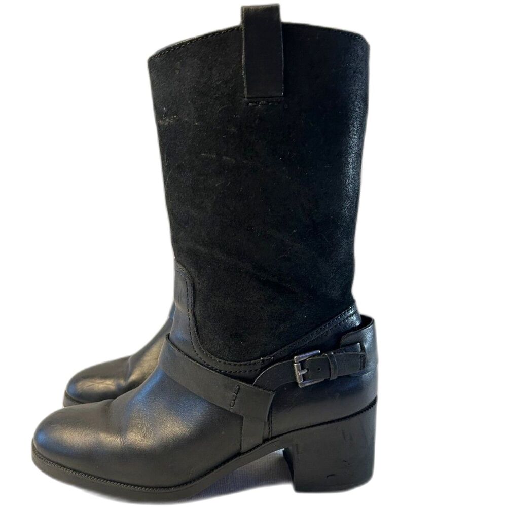 Lauren Ralph Lauren Cacey Black Leather Suede Equestrian Boots